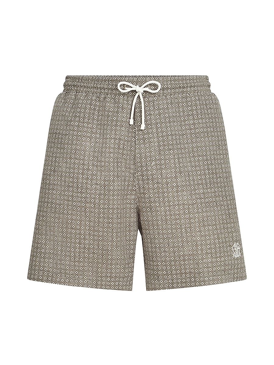 Men's Flower Print Nylon Swim Shorts - Brown - Size XXXL