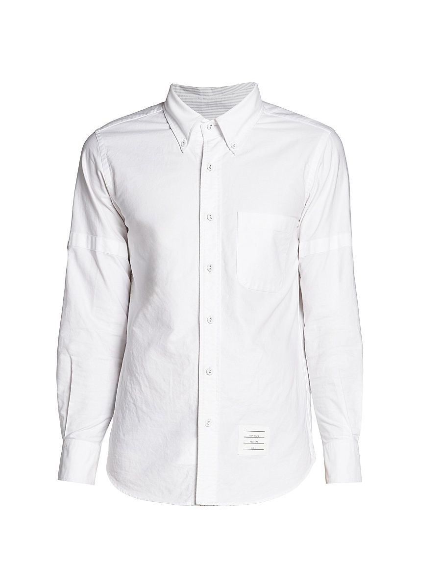 Men's Cotton Button-Down Shirt - White - Size Large
