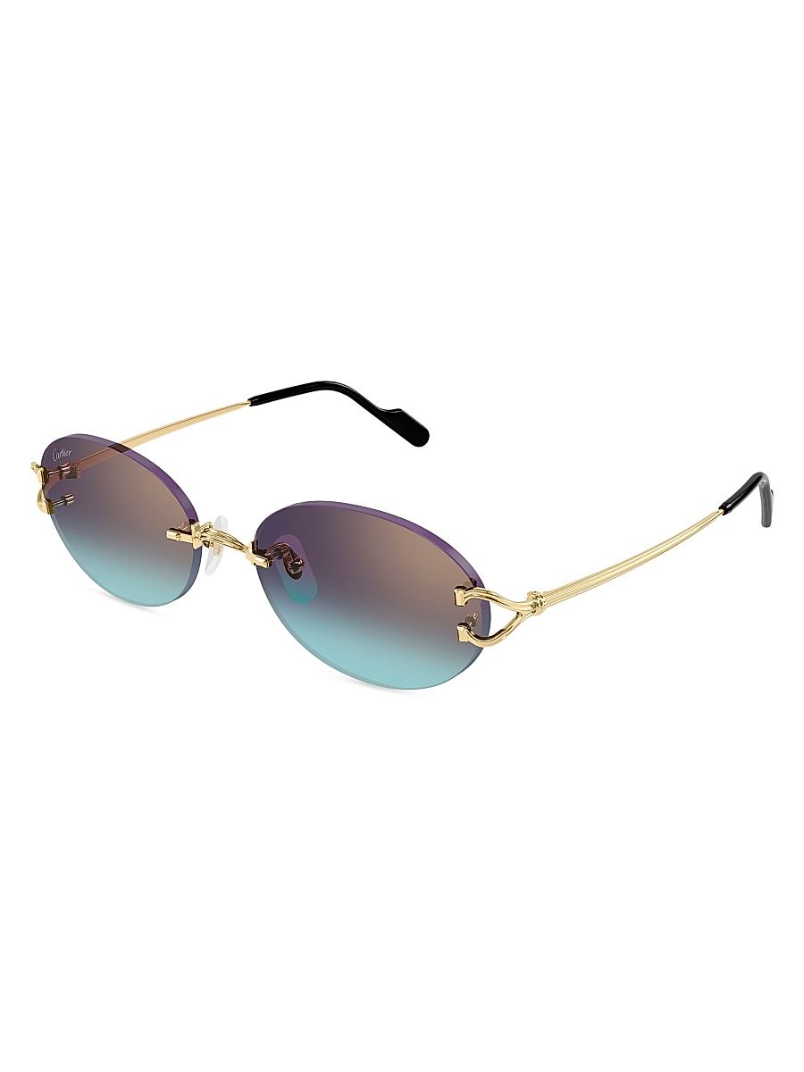 Women's C Decor 55MM 24K-Gold-Plated Oval Sunglasses - Gold Blue