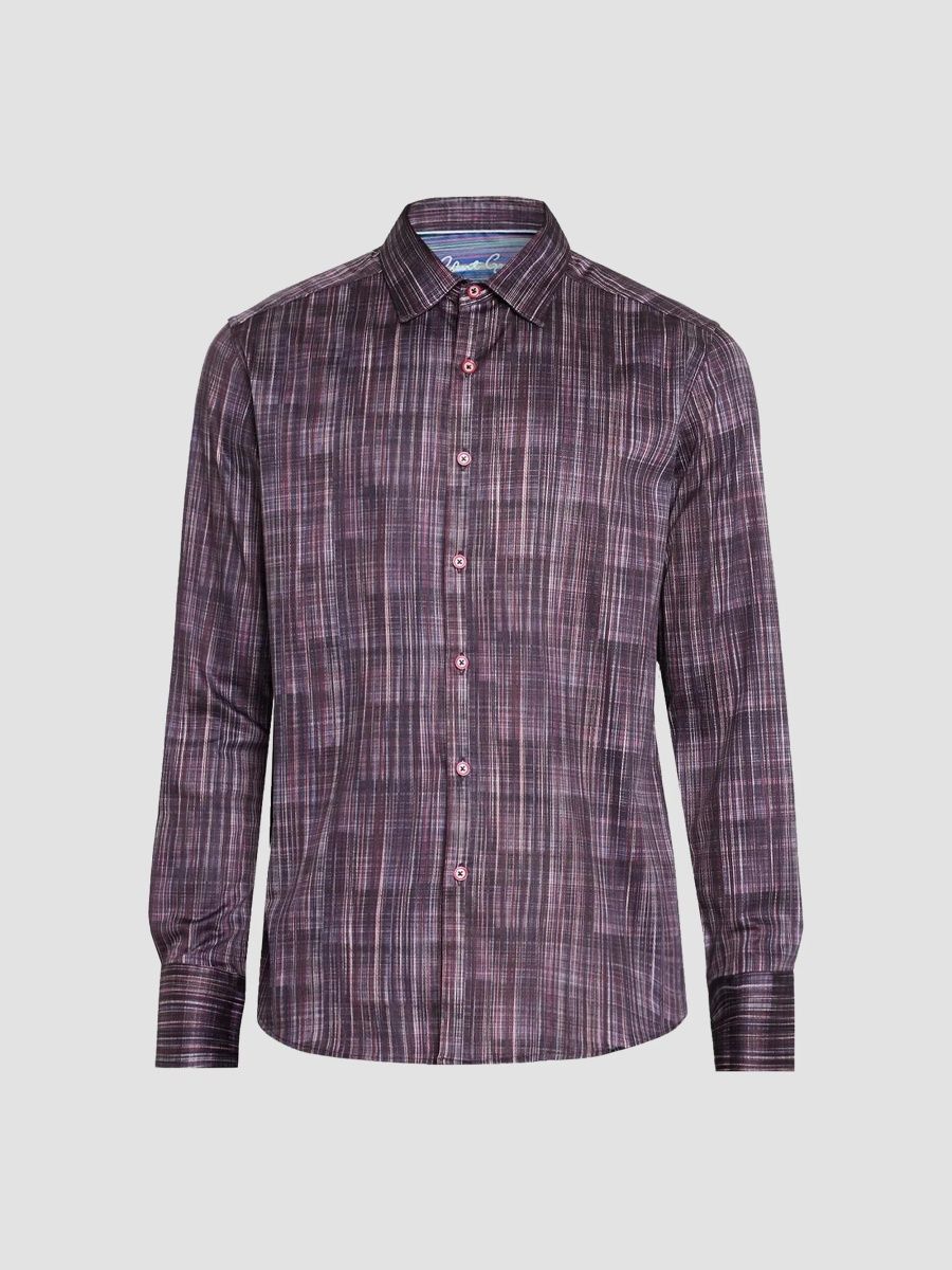 Robert Graham Men's Tyler Woven Shirt - Burgundy - Size Medium