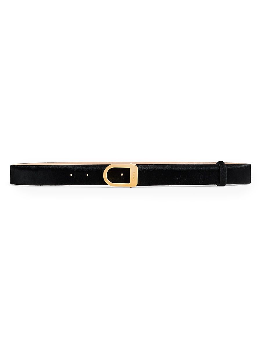 Women's Saddle Calf Hair Belt - Black Gold - Size Medium