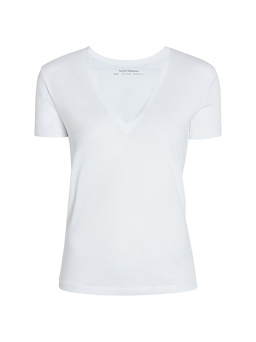 Women's V-Neck Tee - White - Size XL