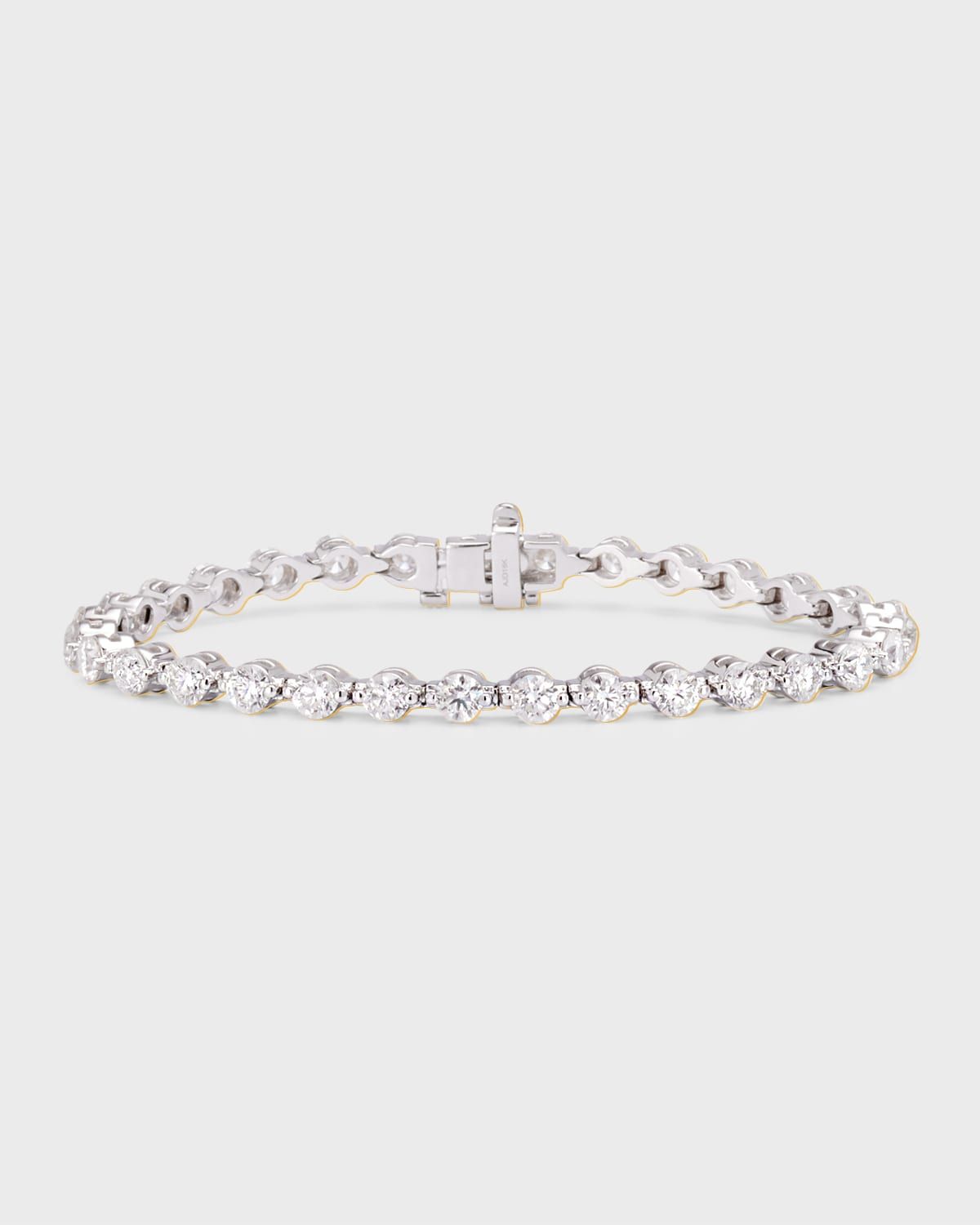 18K White Gold Round Diamond Tennis Bracelet, 8.37tcw, 7"L