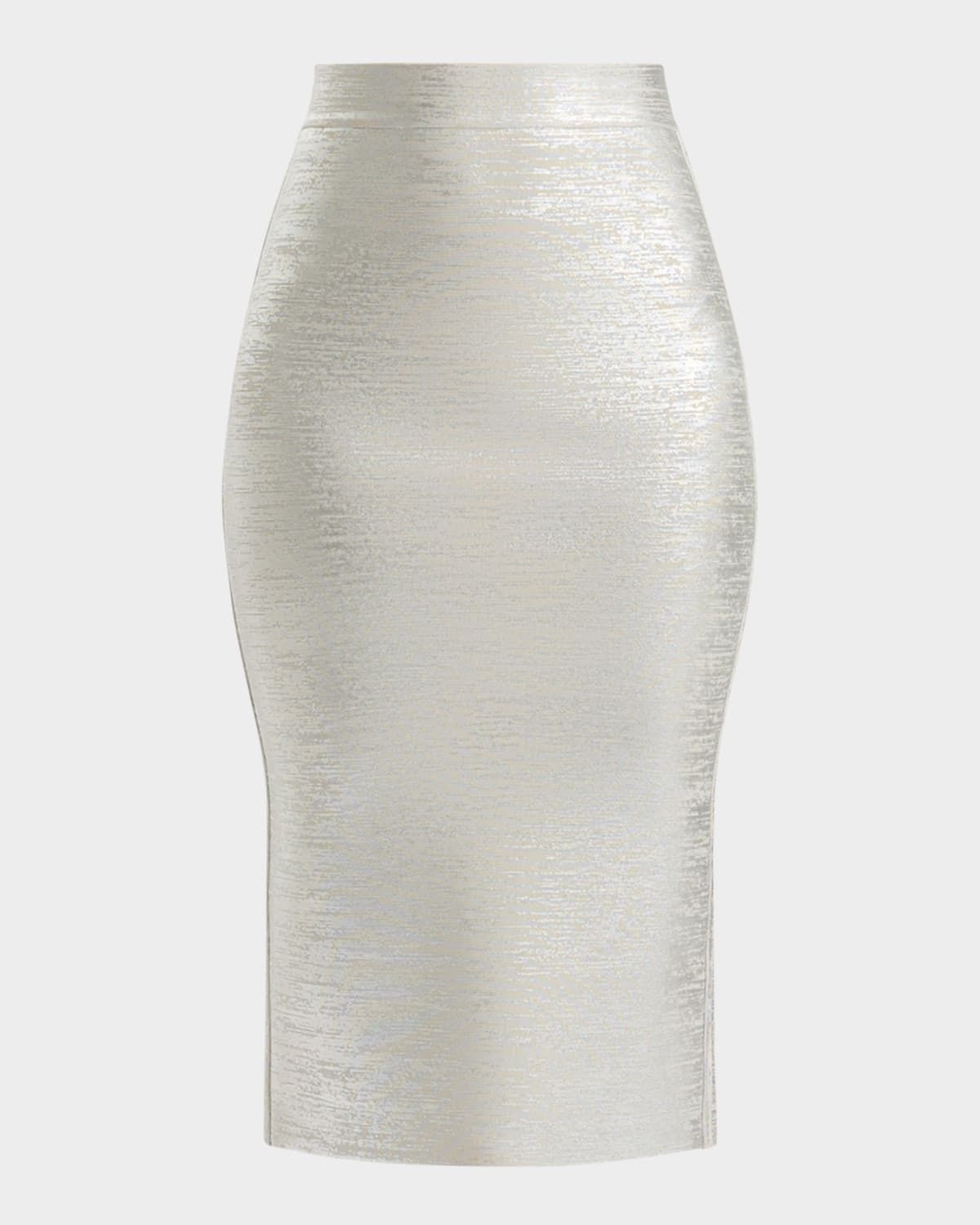 Elena Metallic Midi Pencil Skirt