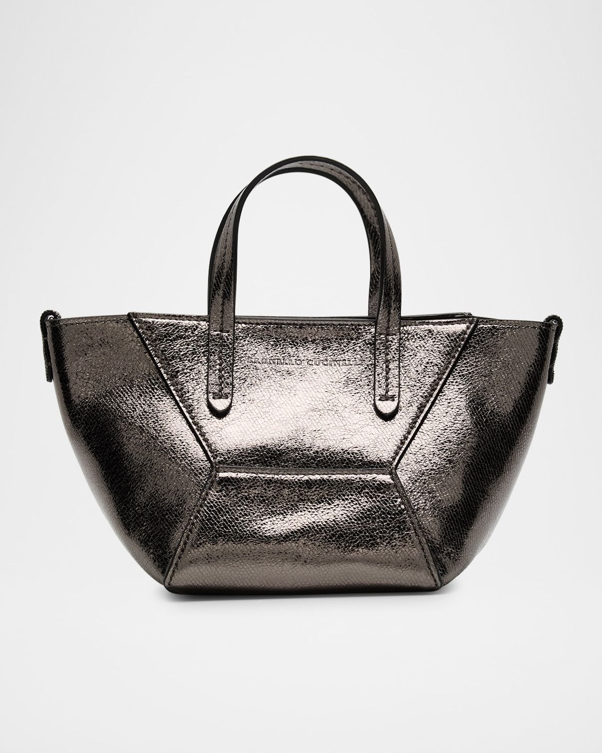 Duo Mini Metallic Leather Shopper Tote Bag