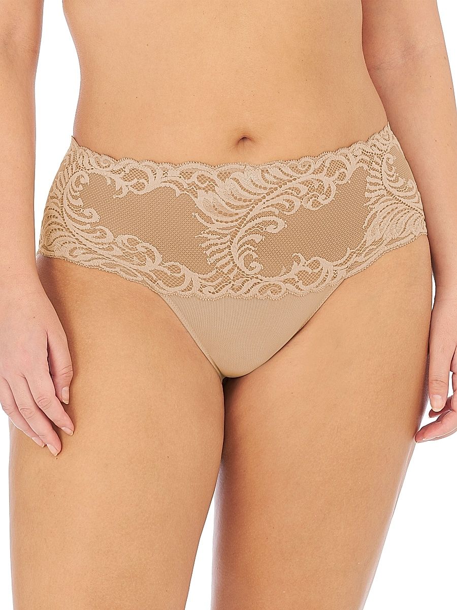 Women's Feathers Lace Brief - Cafe - Size XXL