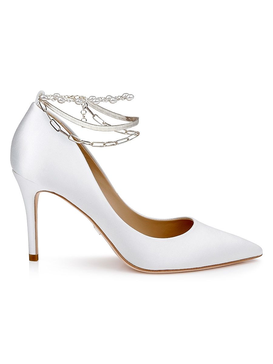 Women's Verna 85MM Satin Pumps - White Satin - Size 8