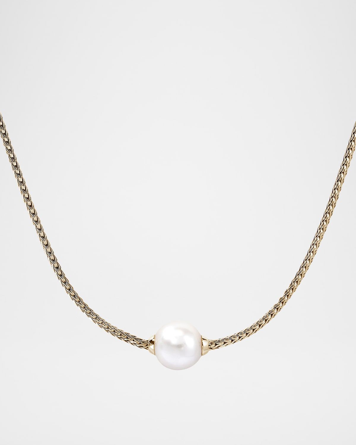 JH Essential 14K Yellow Gold Freshwater Pearl Necklace, 1.8mm