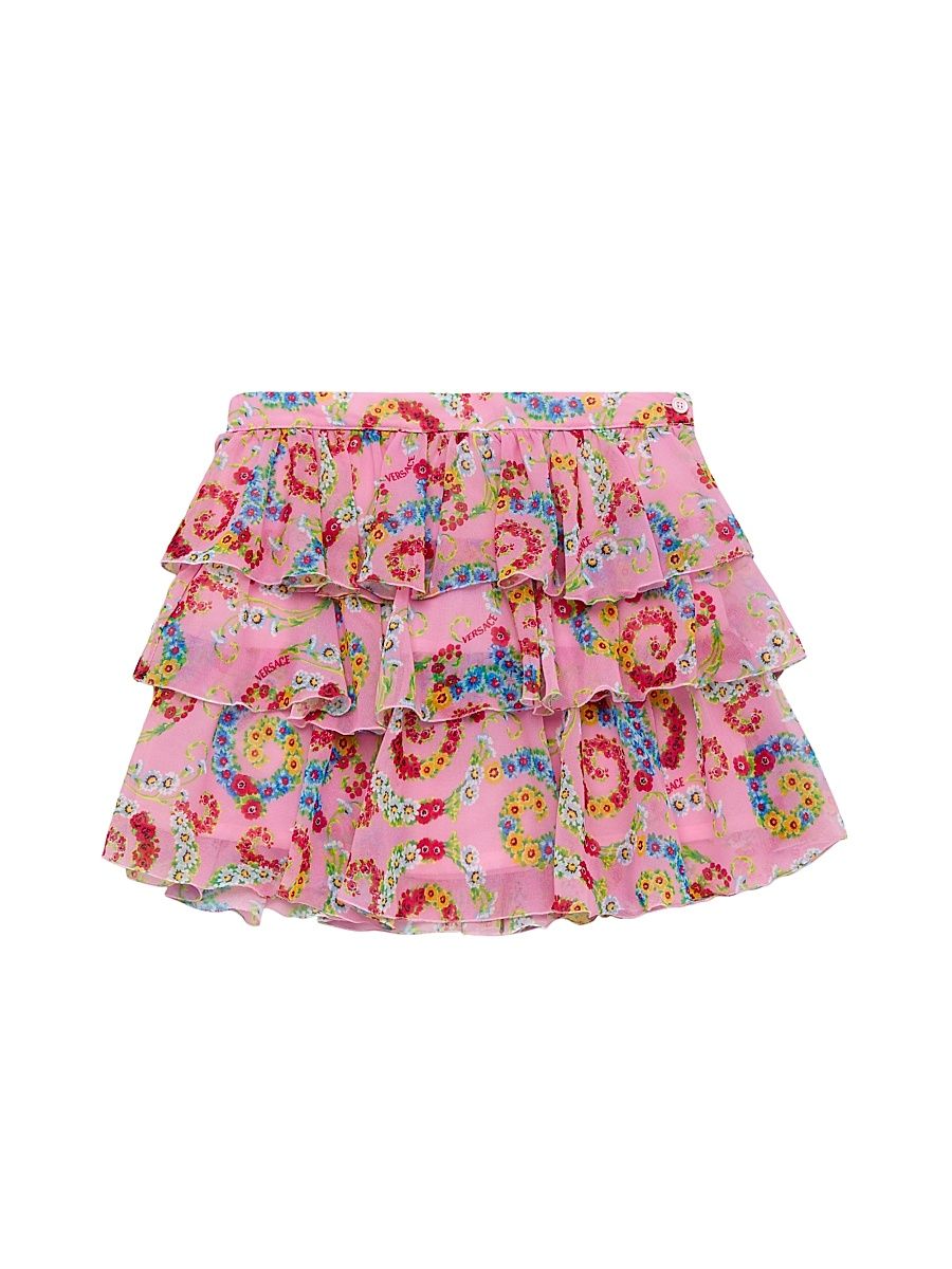 Little Girl's & Girl's Geo Barocco Flowers Skirt - Pastel Pink Multi - Size 8
