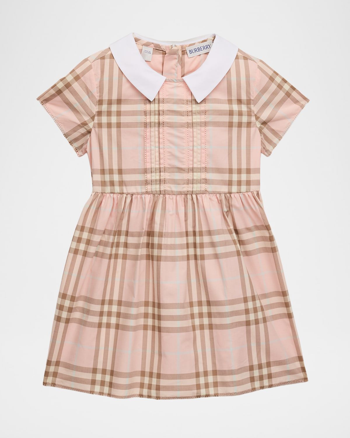Girl & apos;s Pleated Check Cotton Dress, Size 6M-3