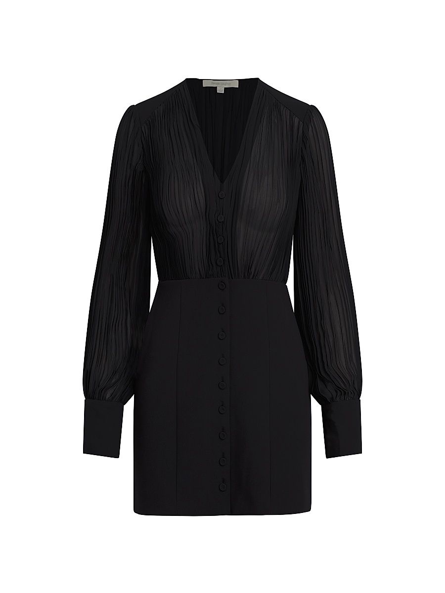 Women's The Change Me Pleated V-Neck Minidress - Black - Size 8