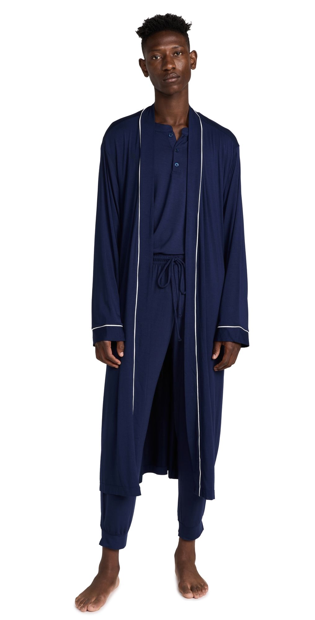 Eberjey William Modal Robe True Navy/Ivory S