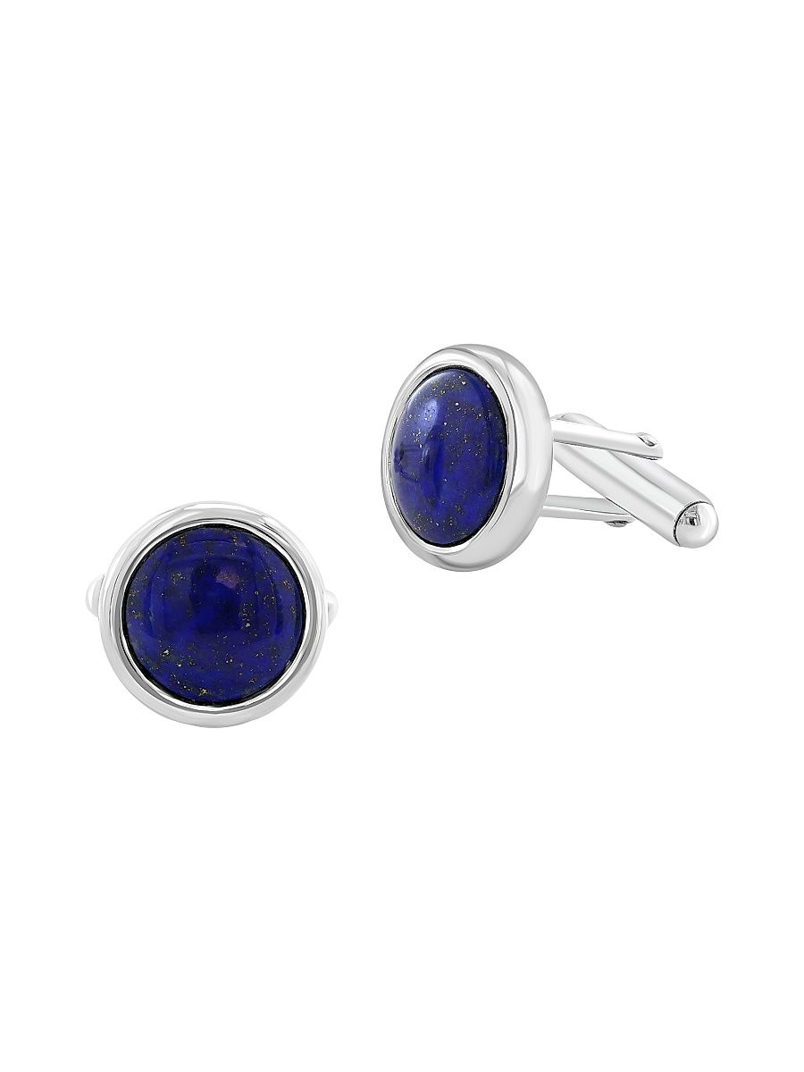 Men's 925 Sterling Silver & Lapis Lazuli Cufflinks - Silver