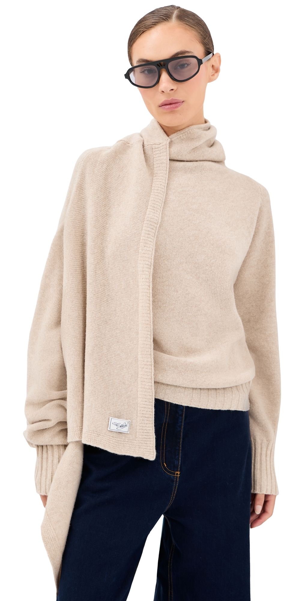 The Attico Draped Wool Sweater Beige 38