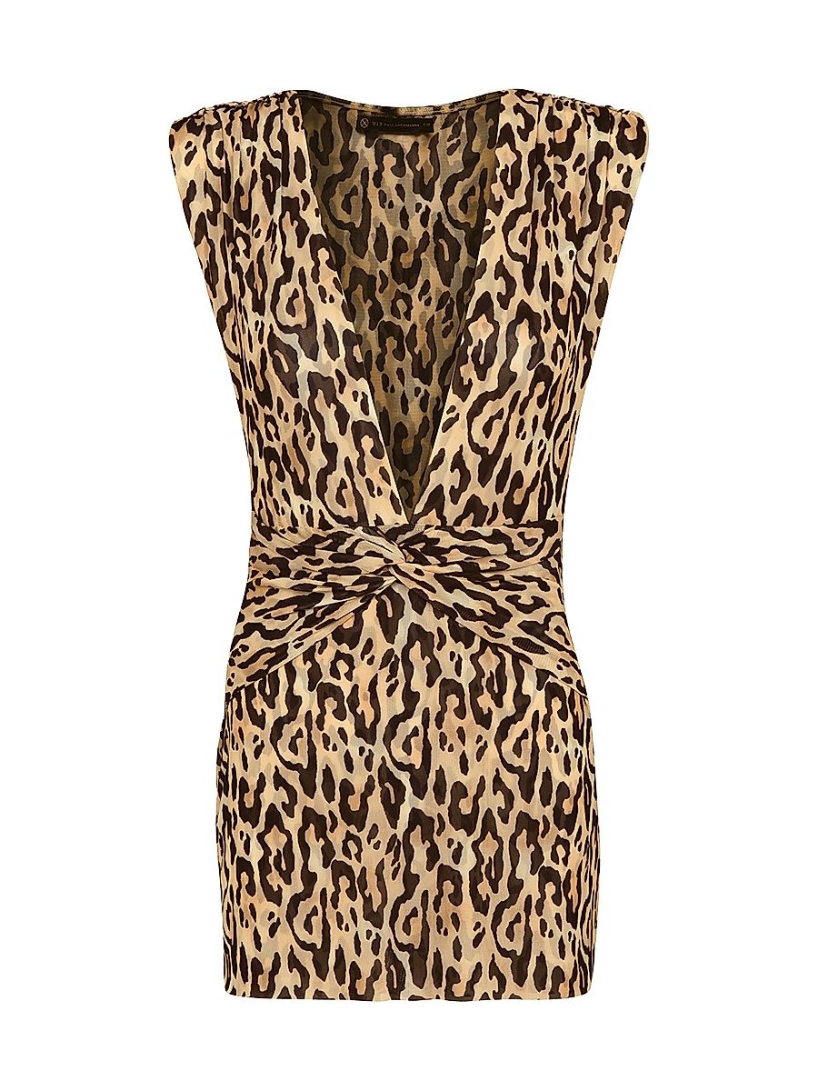 Women's Cindy Leopard Cover-Up Minidress - Size XL