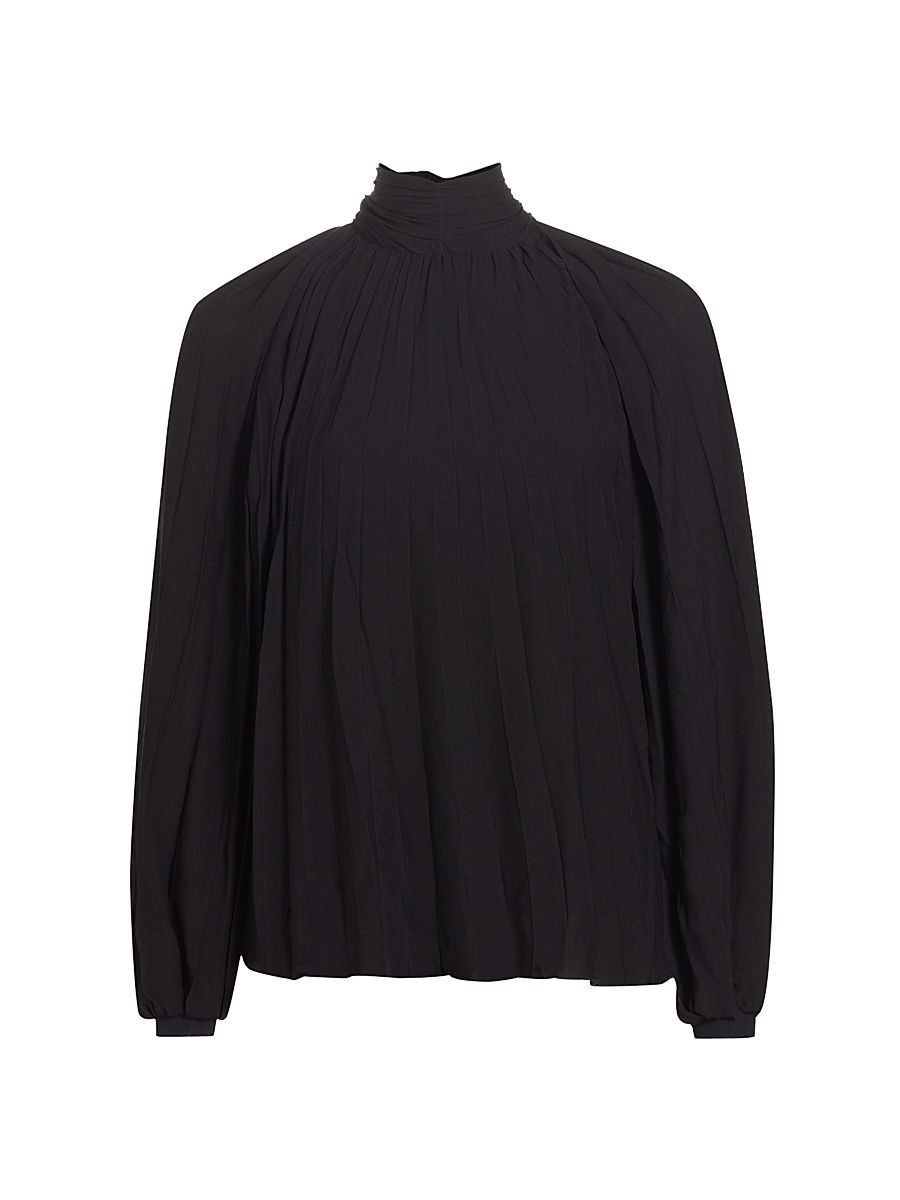 Women's Lingy Pleated Mock Turtleneck Top - Black - Size 2