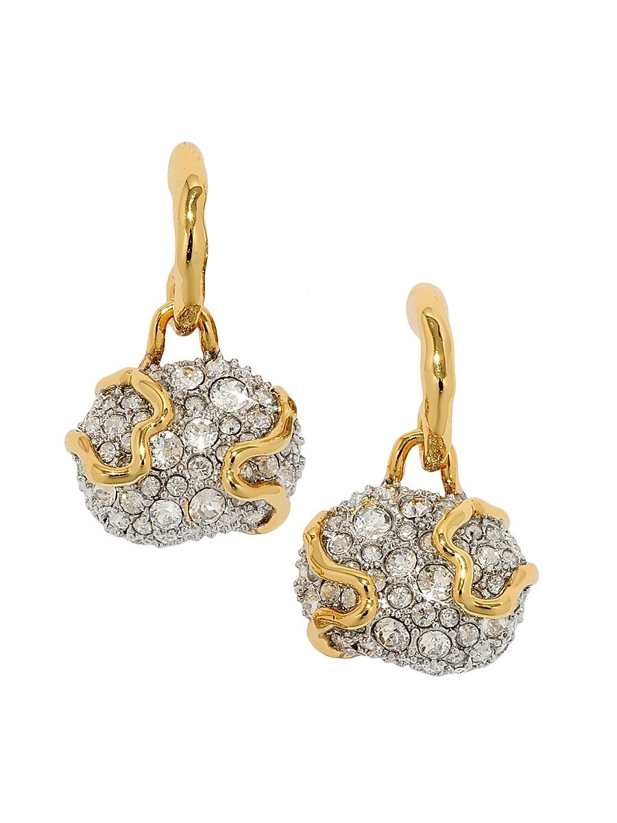 Women's Solanales Rhodium-Plated, 14K-Gold-Plated & Crystal Pebble Drop Earrings - Crystal