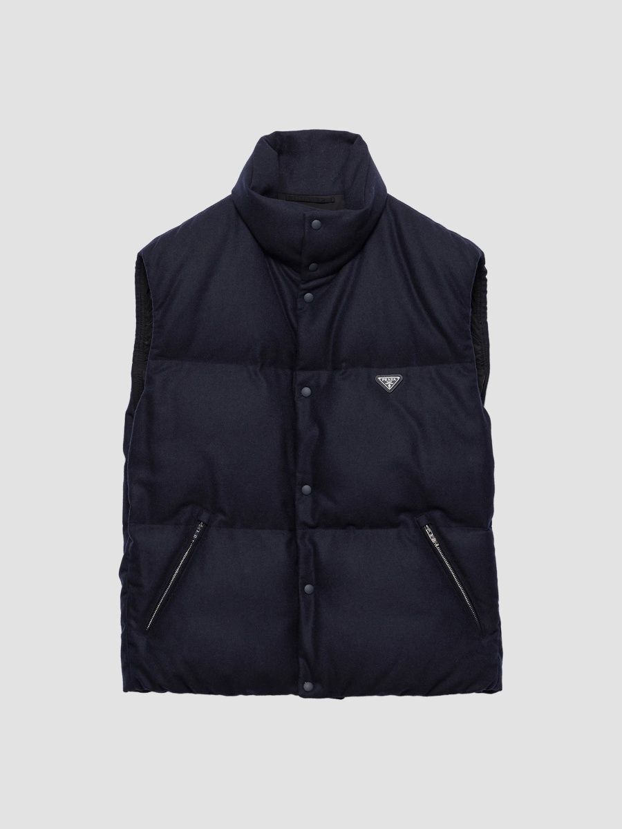 Prada Men's Re-Wool Down Vest - Blue - Size XL