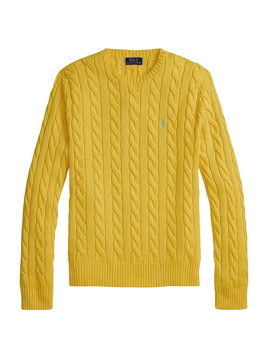 Men's Cable-Knit Roving Cotton Pullover - Sunfish Yellow - Size XL