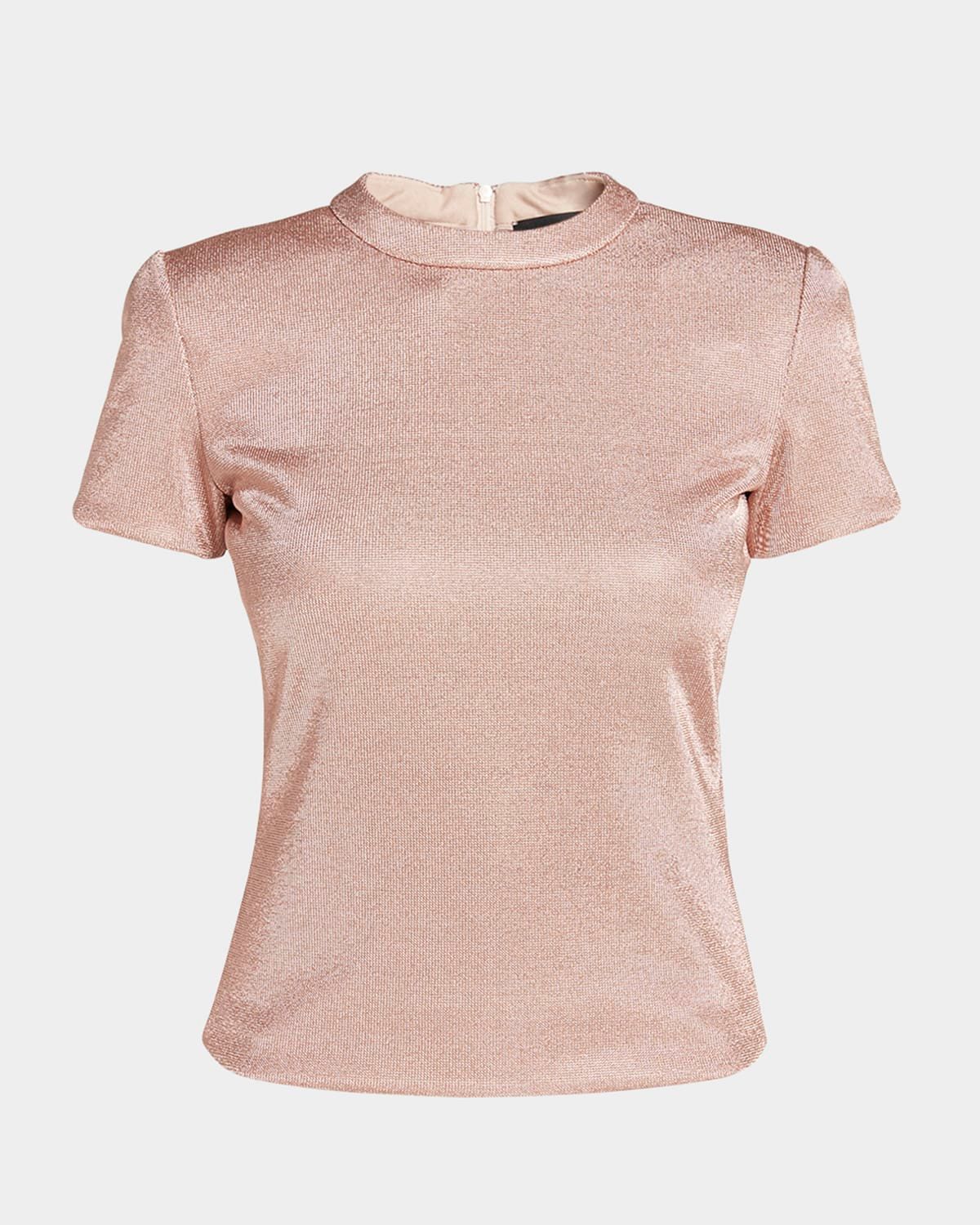 Metallic Short-Sleeve Bonded Jersey Tee