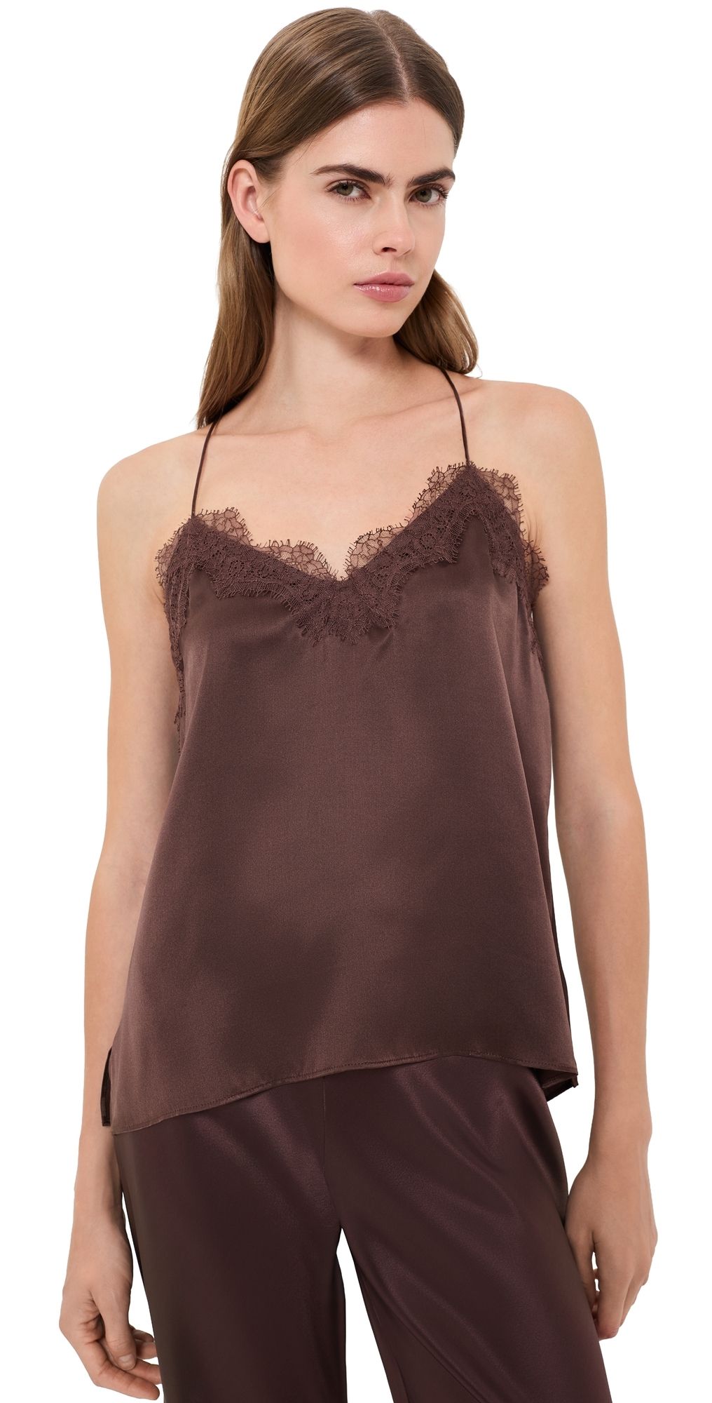 CAMI NYC Racer Silk Charmeuse Camisole Chocolate XXS