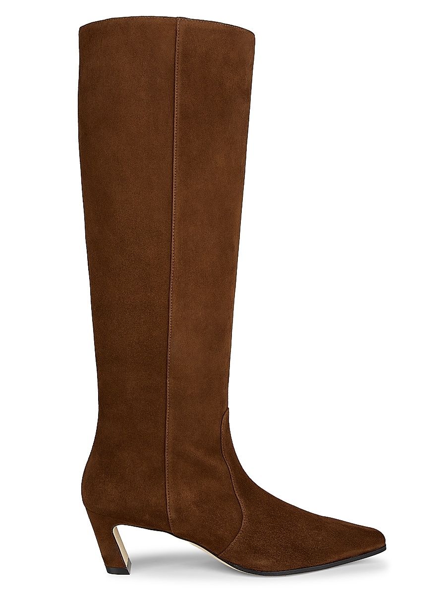 Women's Stassi 50MM Suede Boots - Deep Coffee - Size 9.5