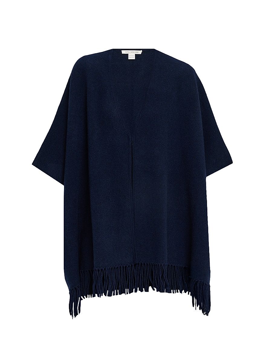 Women's Double-Face Cashmere Cape - Navy