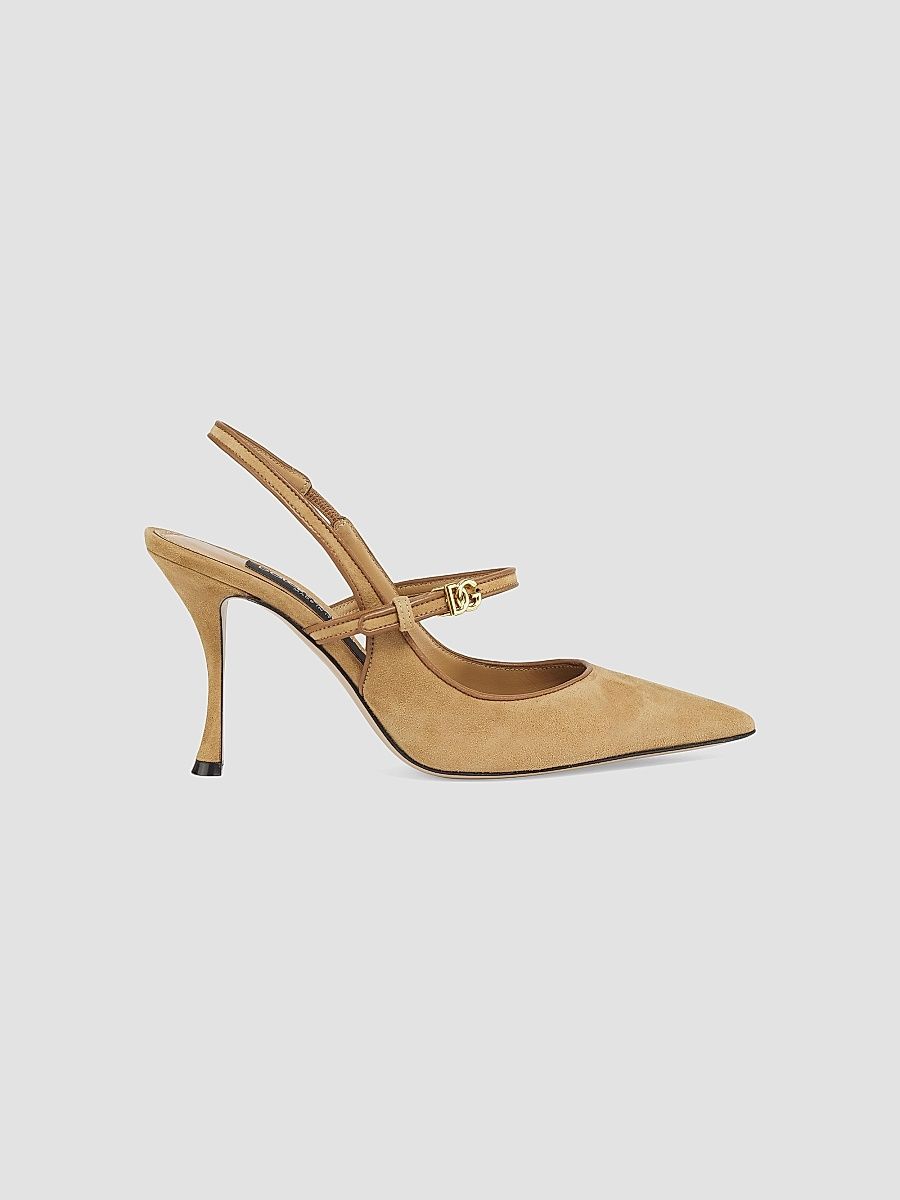 Dolce & Gabbana Women's Italian Tailoring DG Suede Pumps - Beige Camel - Size 11.5
