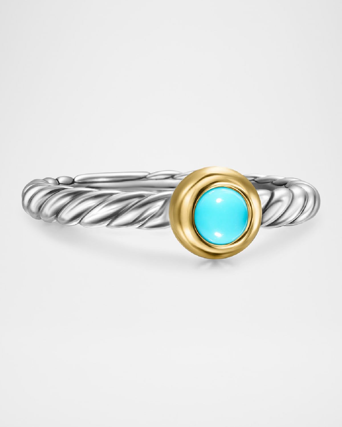 Cable Flex Ring with Gemstone in Silver and 14K Gold