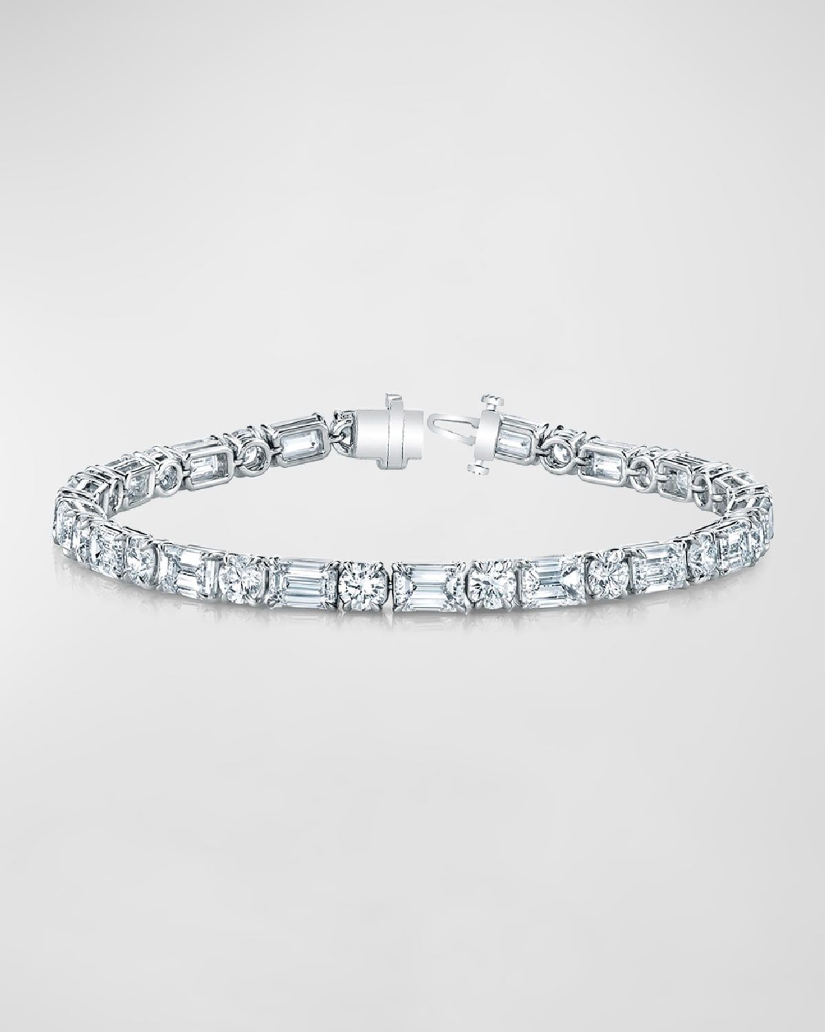 Platinum East-West Alternating Prong-Set Diamond Bracelet, 10.30tcw, 7"L
