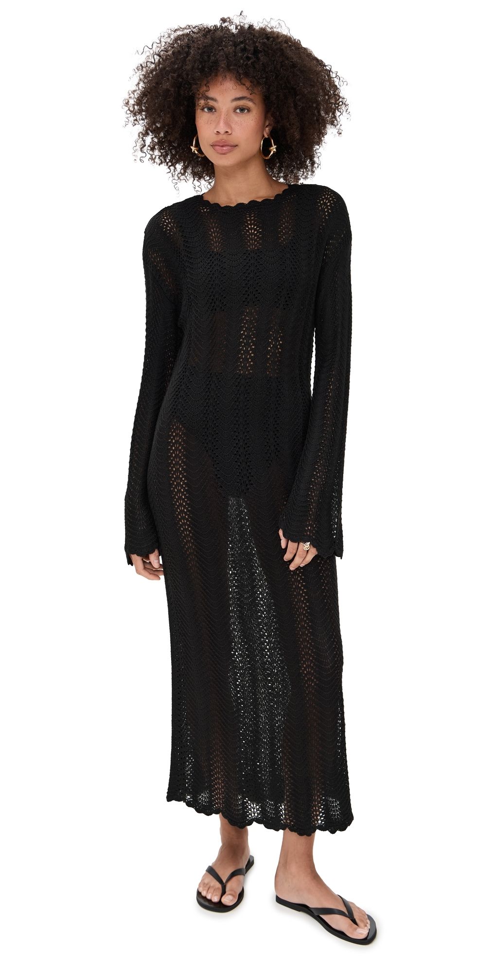 Show Me Your Mumu Packable Maxi Pullover Black Crochet XL