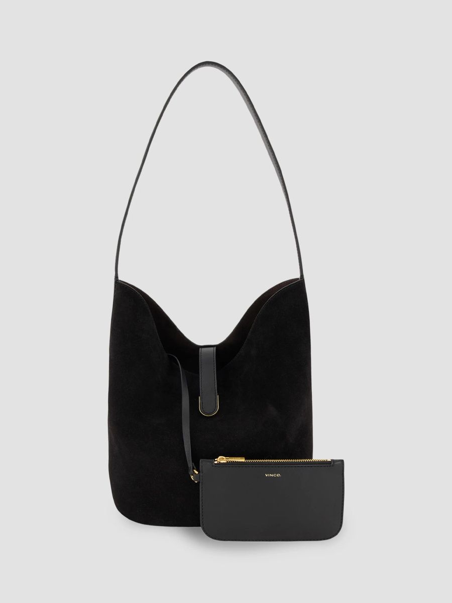 Vince Women's Eris Medium Suede Bucket Bag - Black