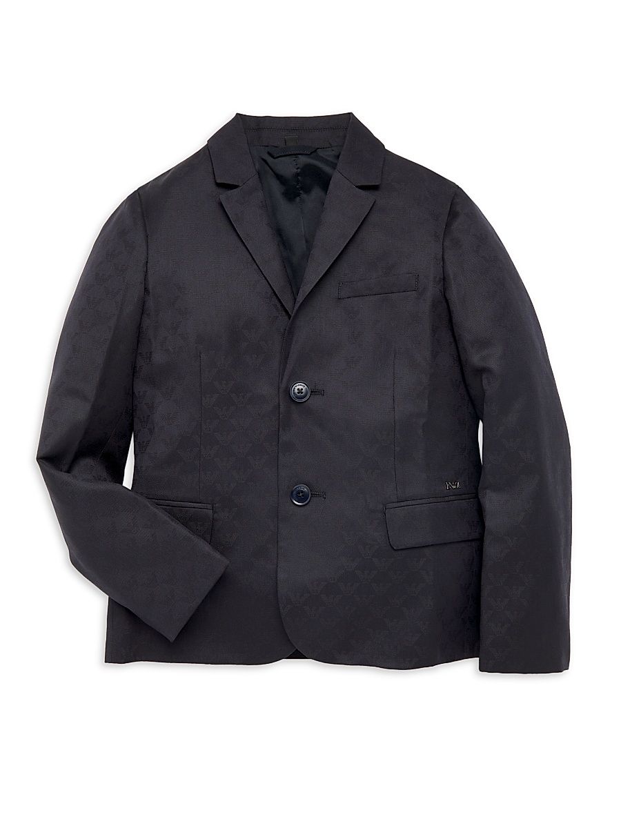 Boy's Logo Jacquard Blazer - Navy - Size 10