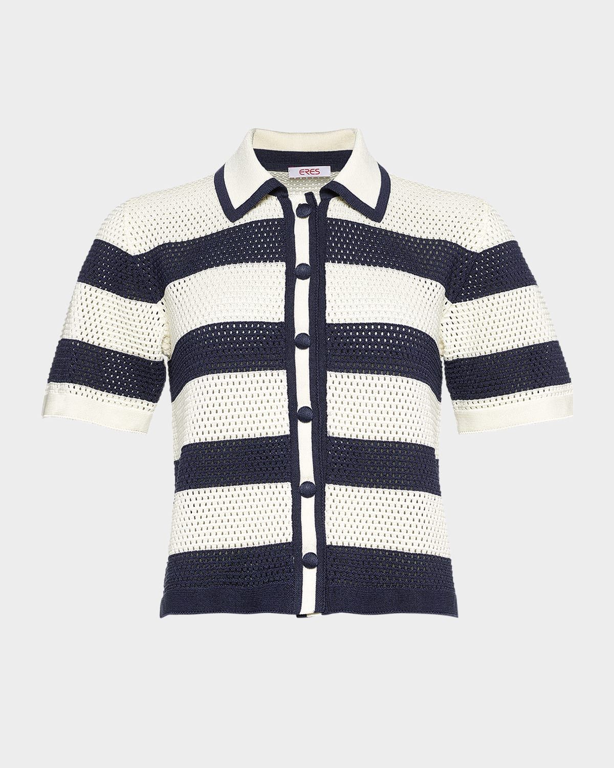 Mouette Striped Openwork Knit Top