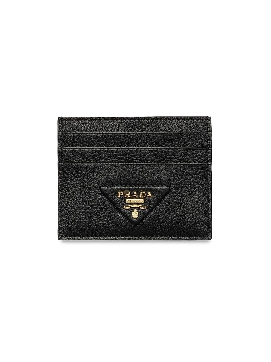 Women's Leather Card Holder - Black Gold