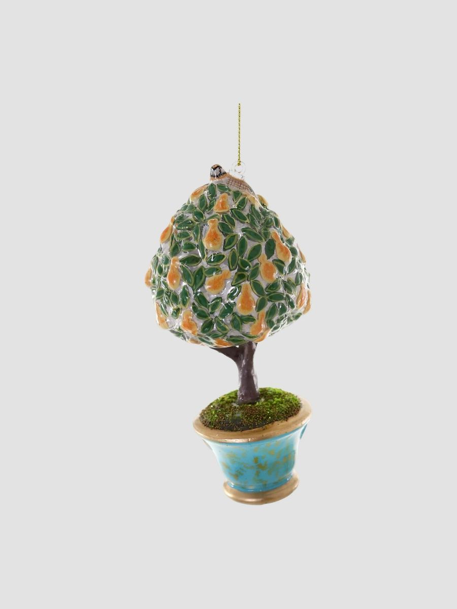 Cody Foster & Co Pear Tree Glass Ornament - Multi