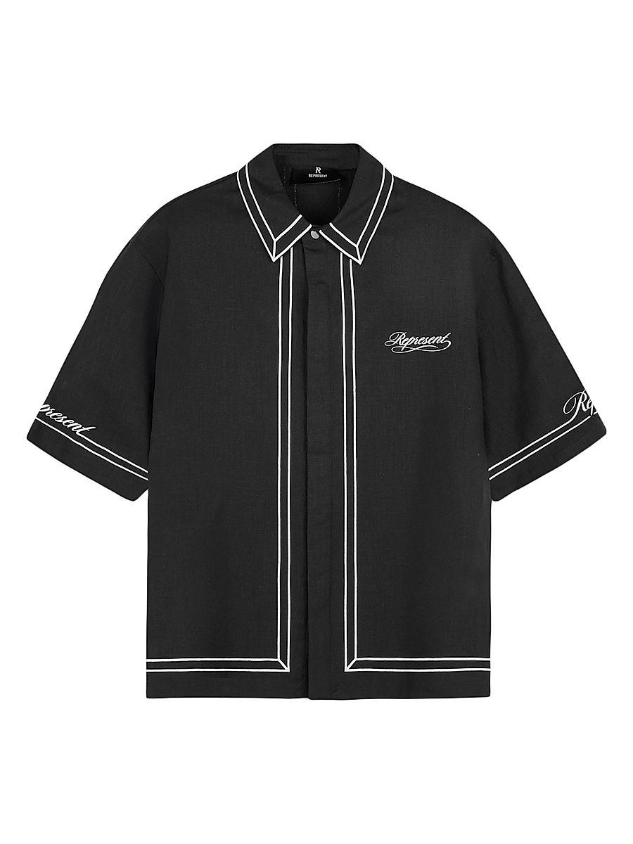 Men's Logo Border Shirt - Jet Black - Size XXL