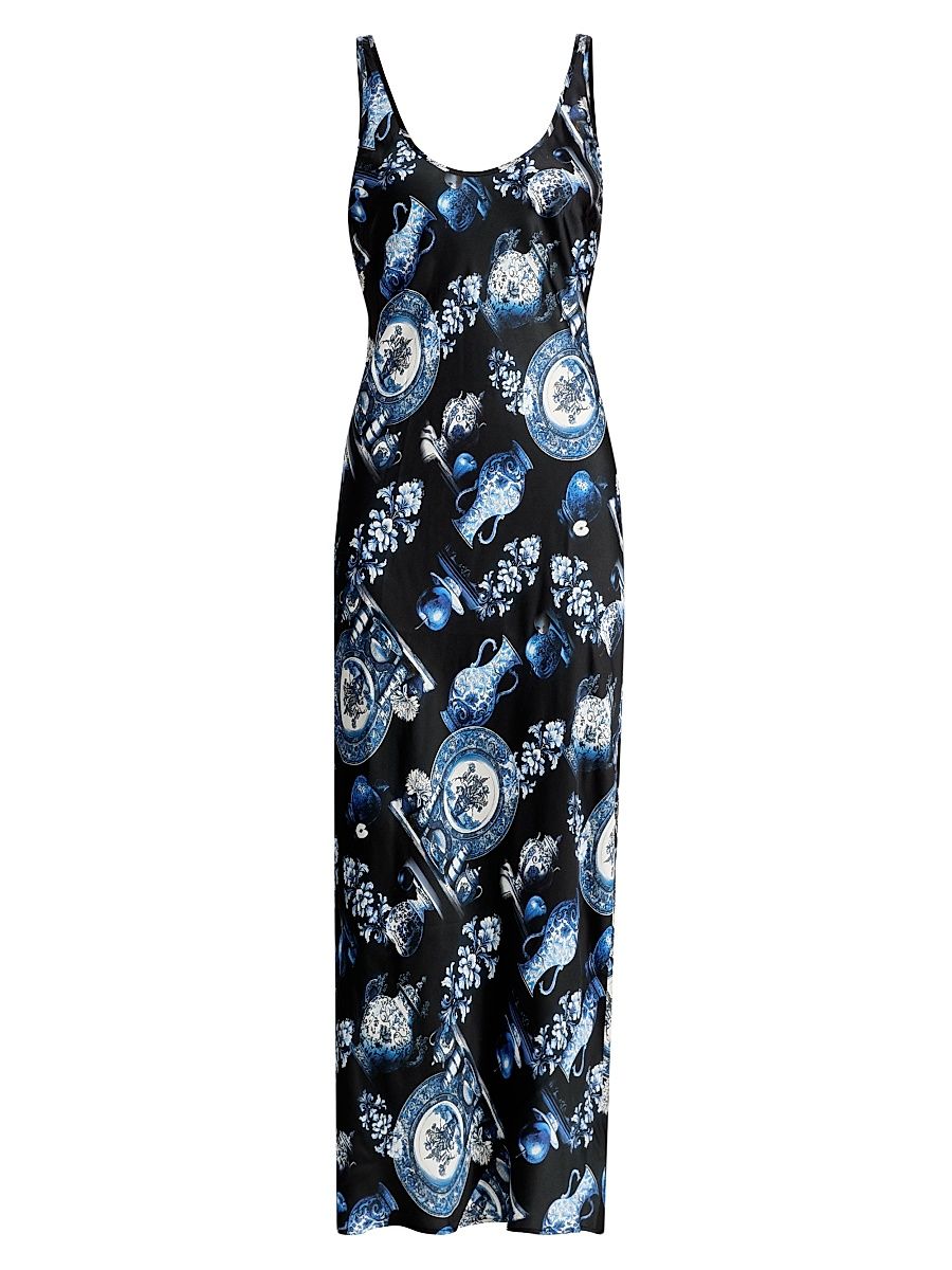 Women's Akiya Toile Tank Midi-Dress - Black Blue Large Porcelain - Size XL
