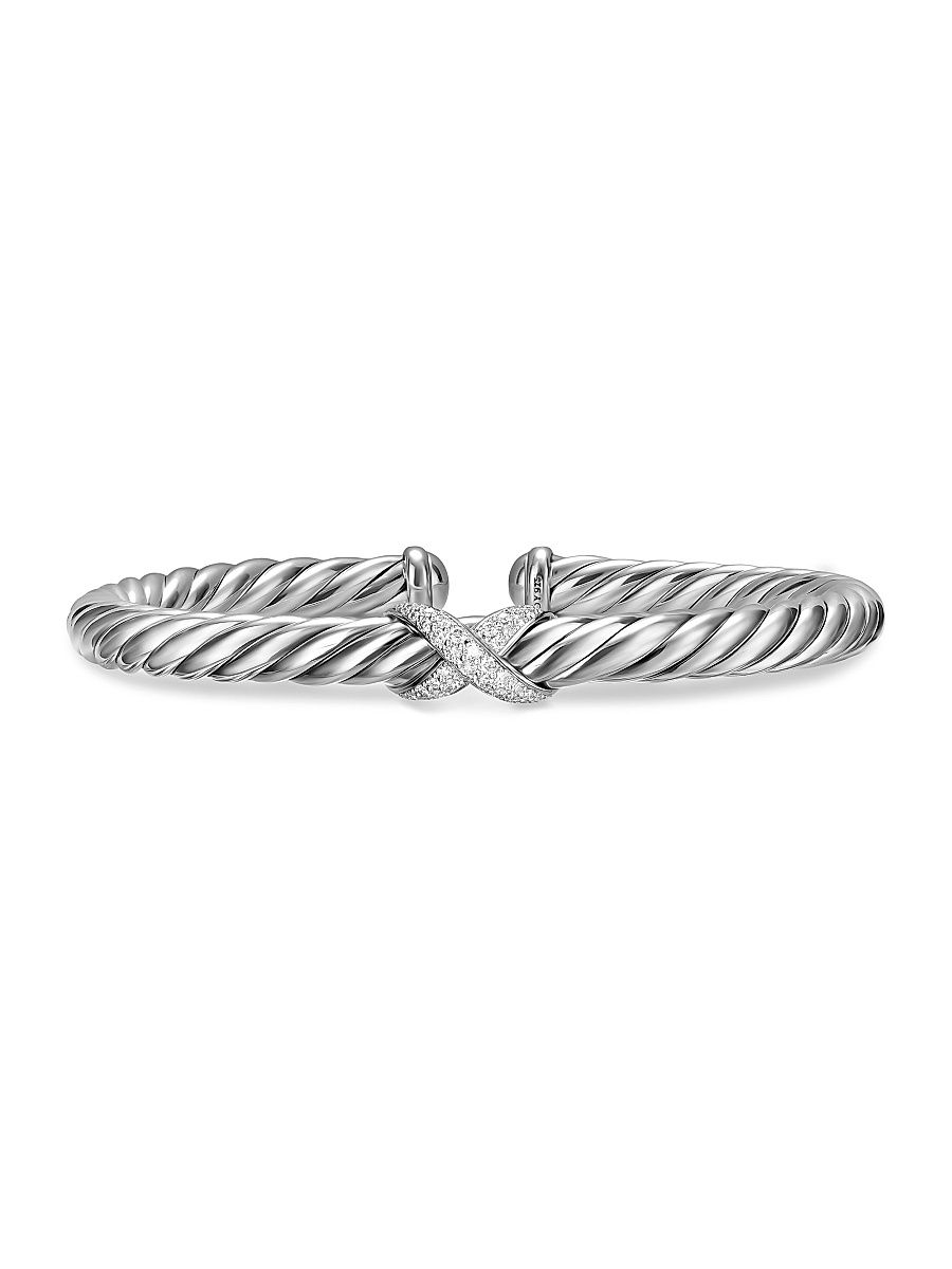 Women's Cable Flex X Bracelet in Sterling Silver - Diamond - Size Medium