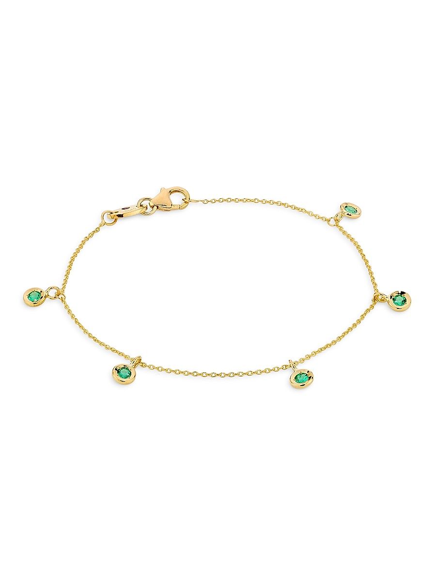 Women's Diamonds By The Inch 18K Yellow Gold & Emerald Station Bracelet - Emerald