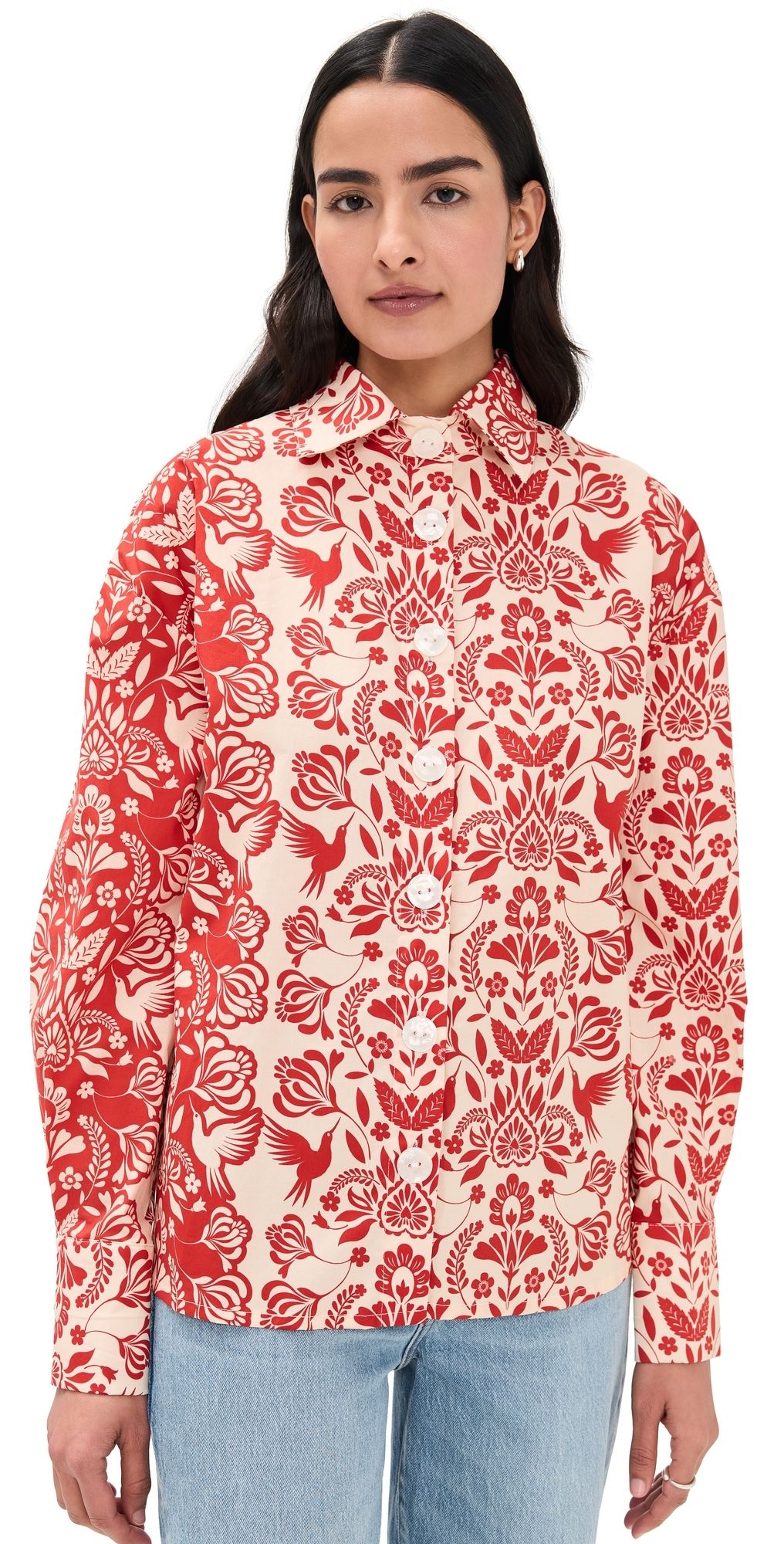 The Lulo Project The Ceremony Shirt Red Folk Paisley XL