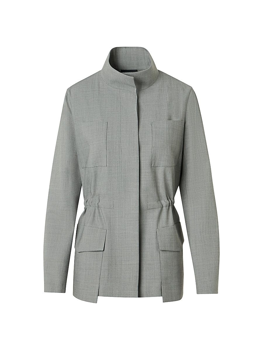 Women's Chianti Wool Drawstring Jacket - Black White - Size 12