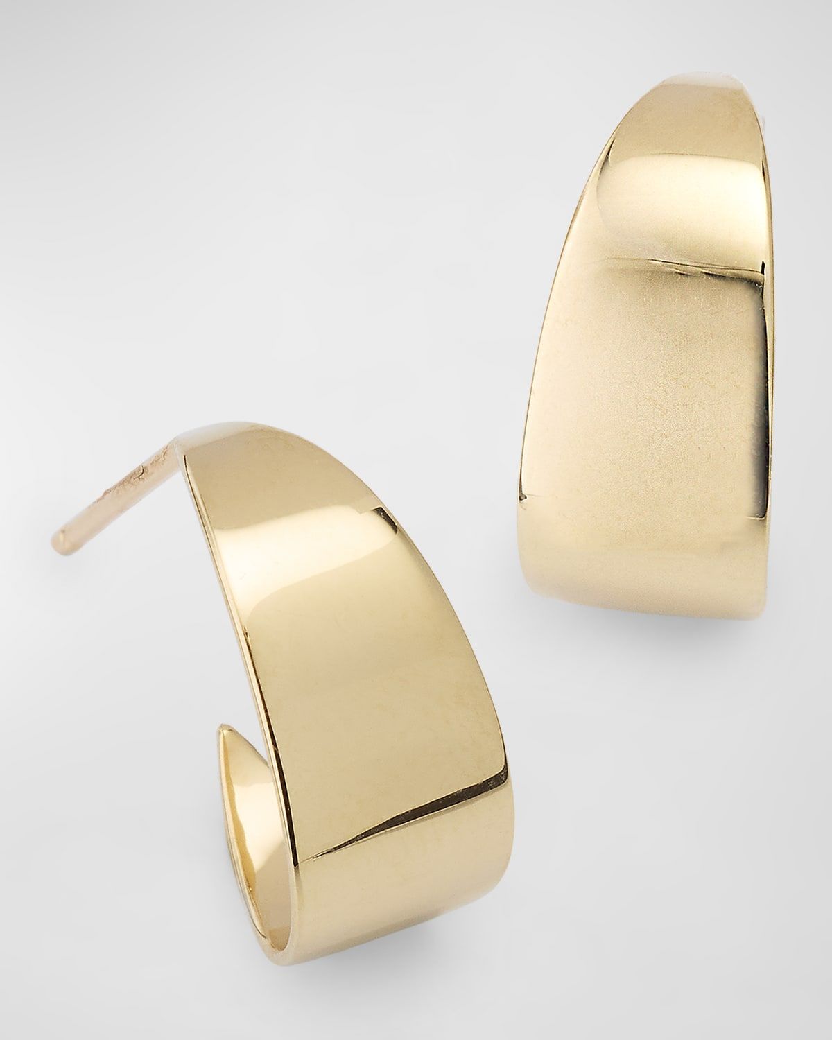 14K Yellow Gold Wrapped Wide Curved Huggie Earrings