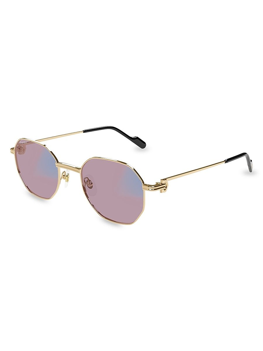 Women's Première De Cartier 50MM Round Sunglasses - Purple Multi Gold