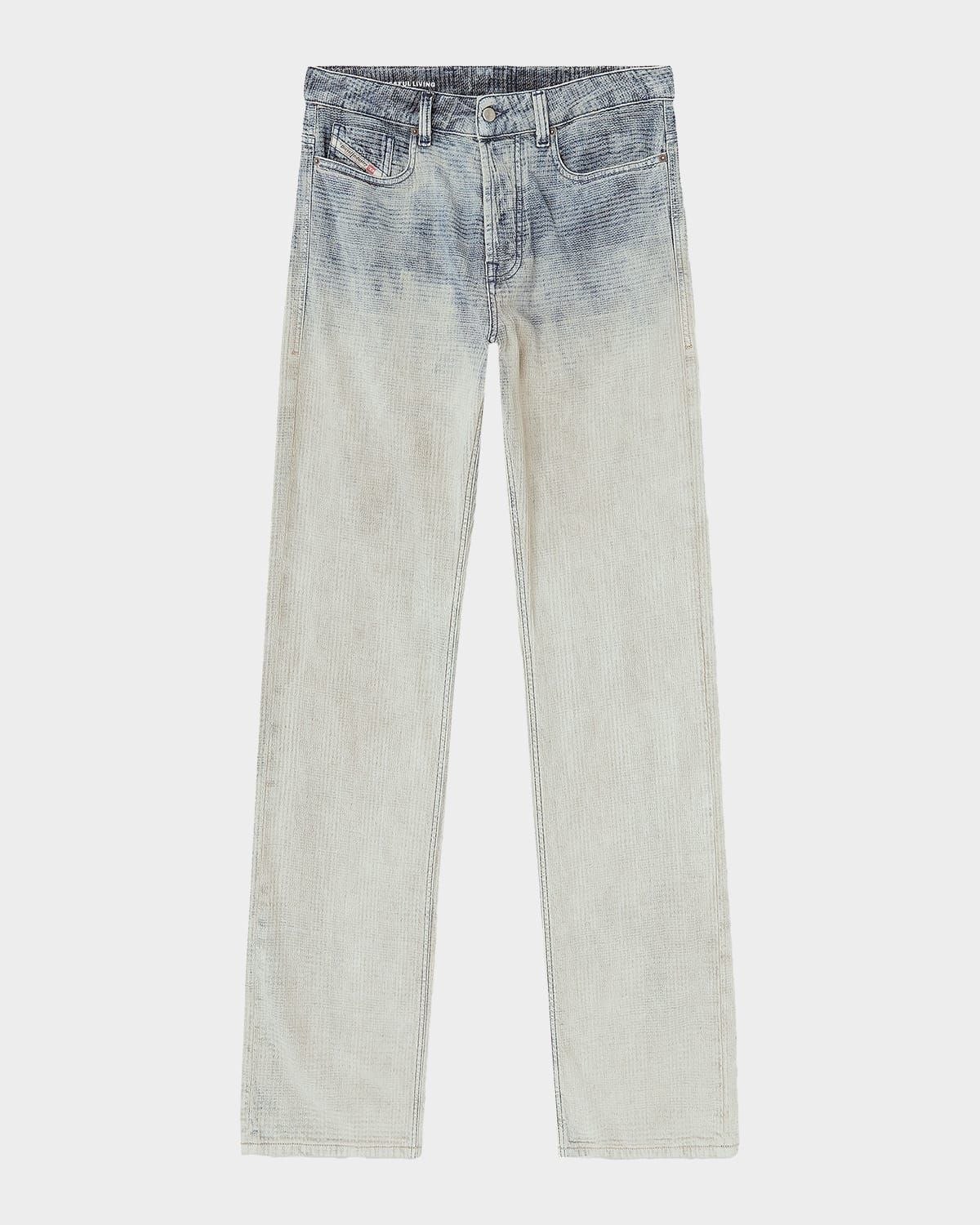 Men & apos;s D-1980 Jacquard Check Denim Straight-Leg Jeans