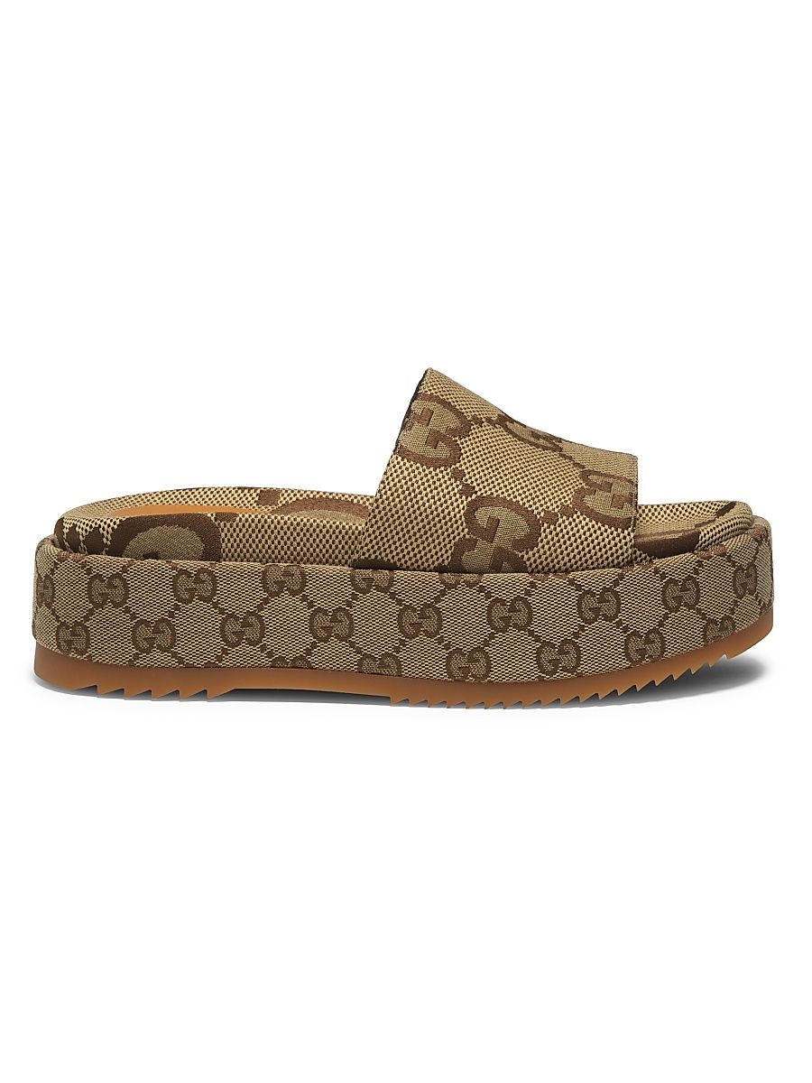 Women's Angelina Maxi GG Slide Sandals - Camel Ebony - Size 10