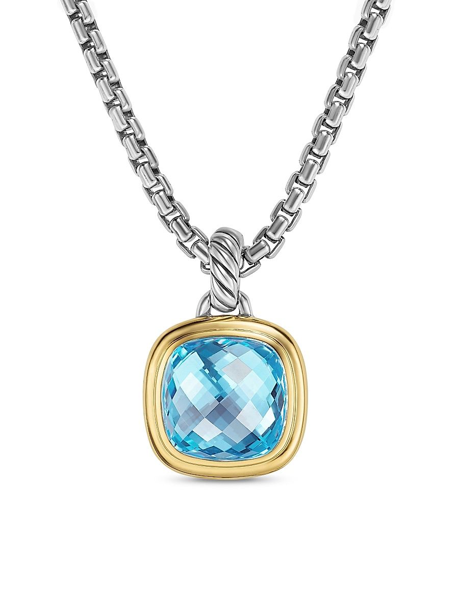 Women's Albion Pendant in Sterling Silver - Blue Topaz