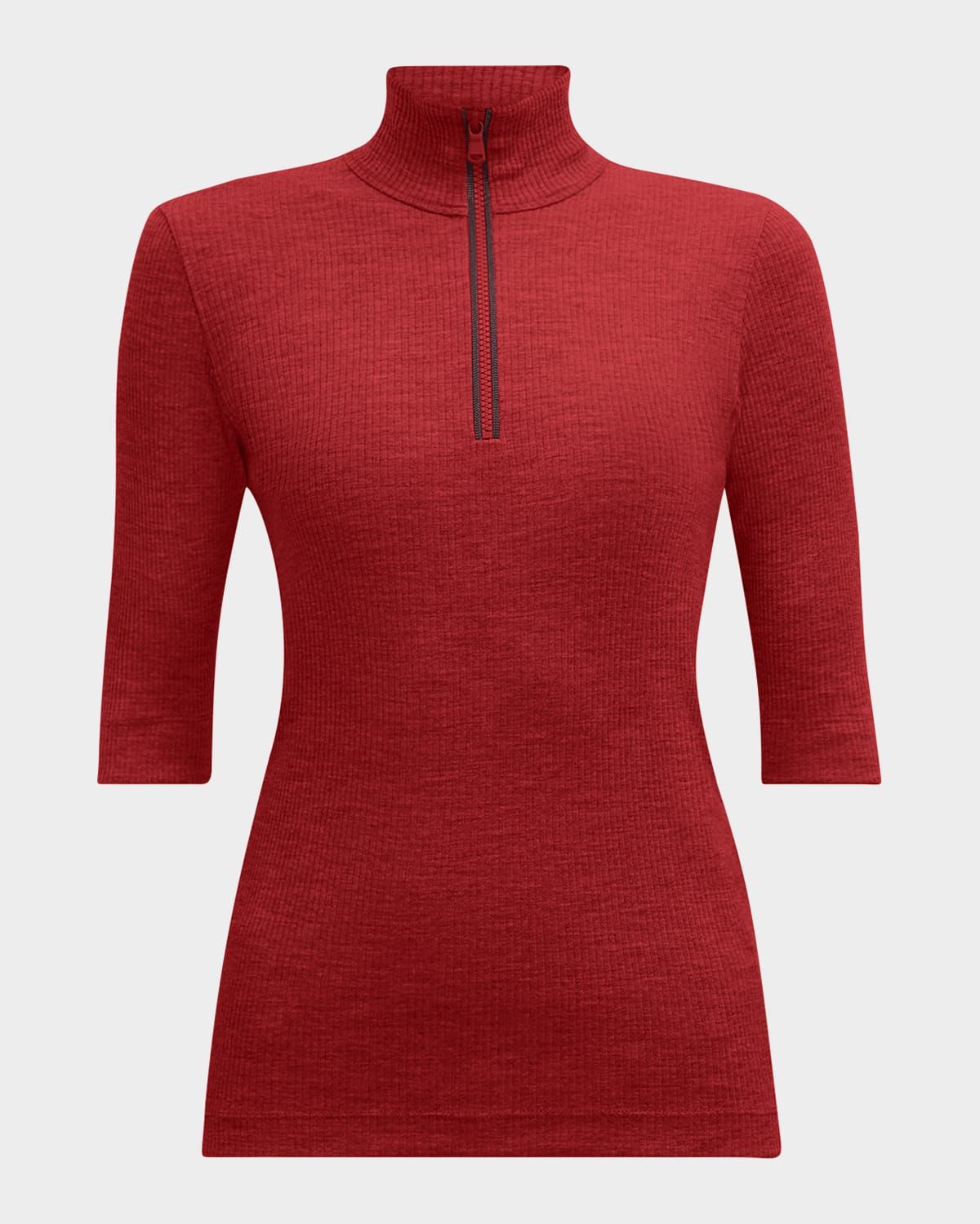 Ribbed Wool Jersey Monili Zip Top