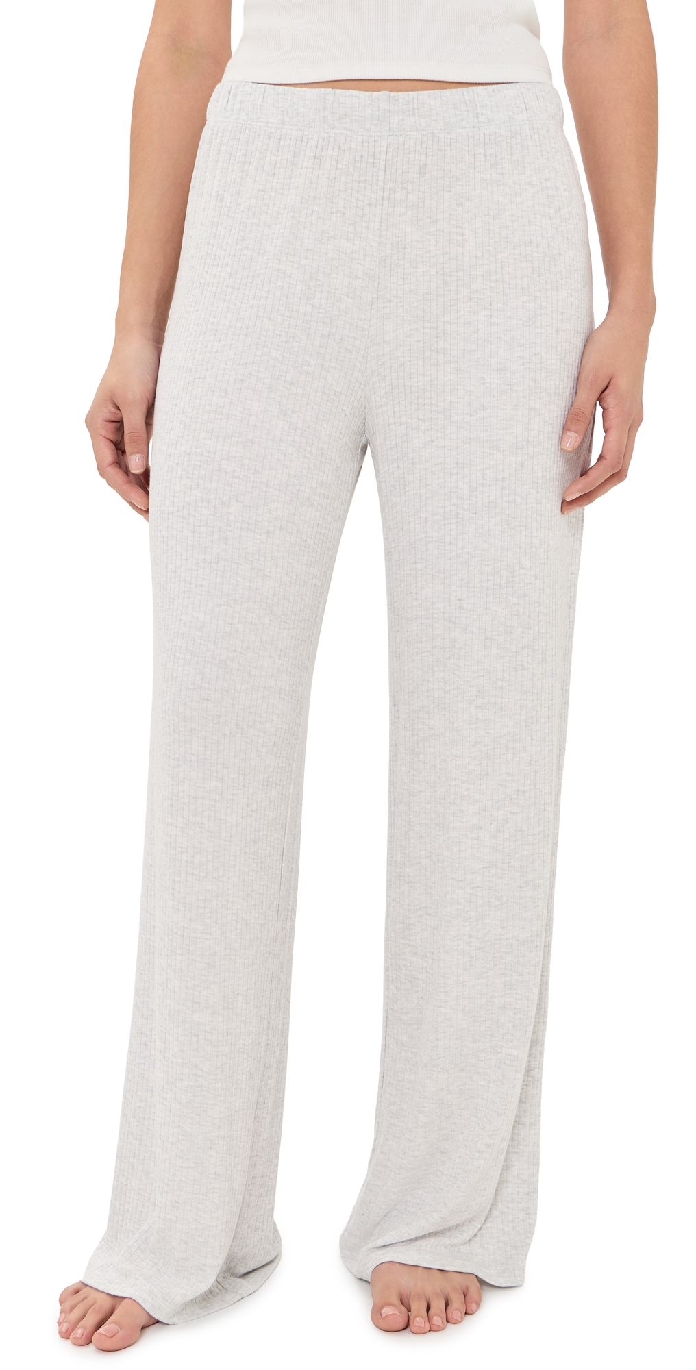 Z Supply Just Right Ribbed Pajama Pants Light Heather Grey XL