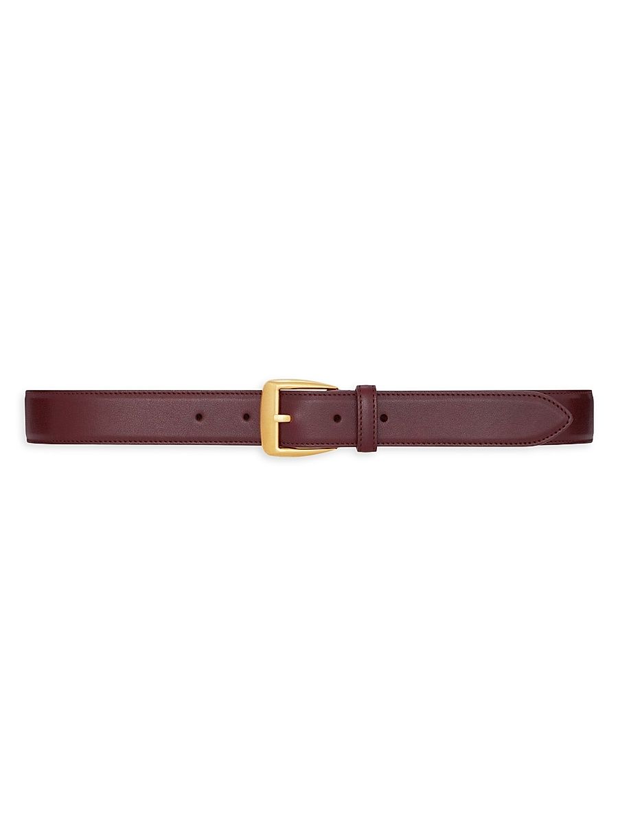 Women's Trapezoid Belt in Grained Leather - Hot Wine - Size 28